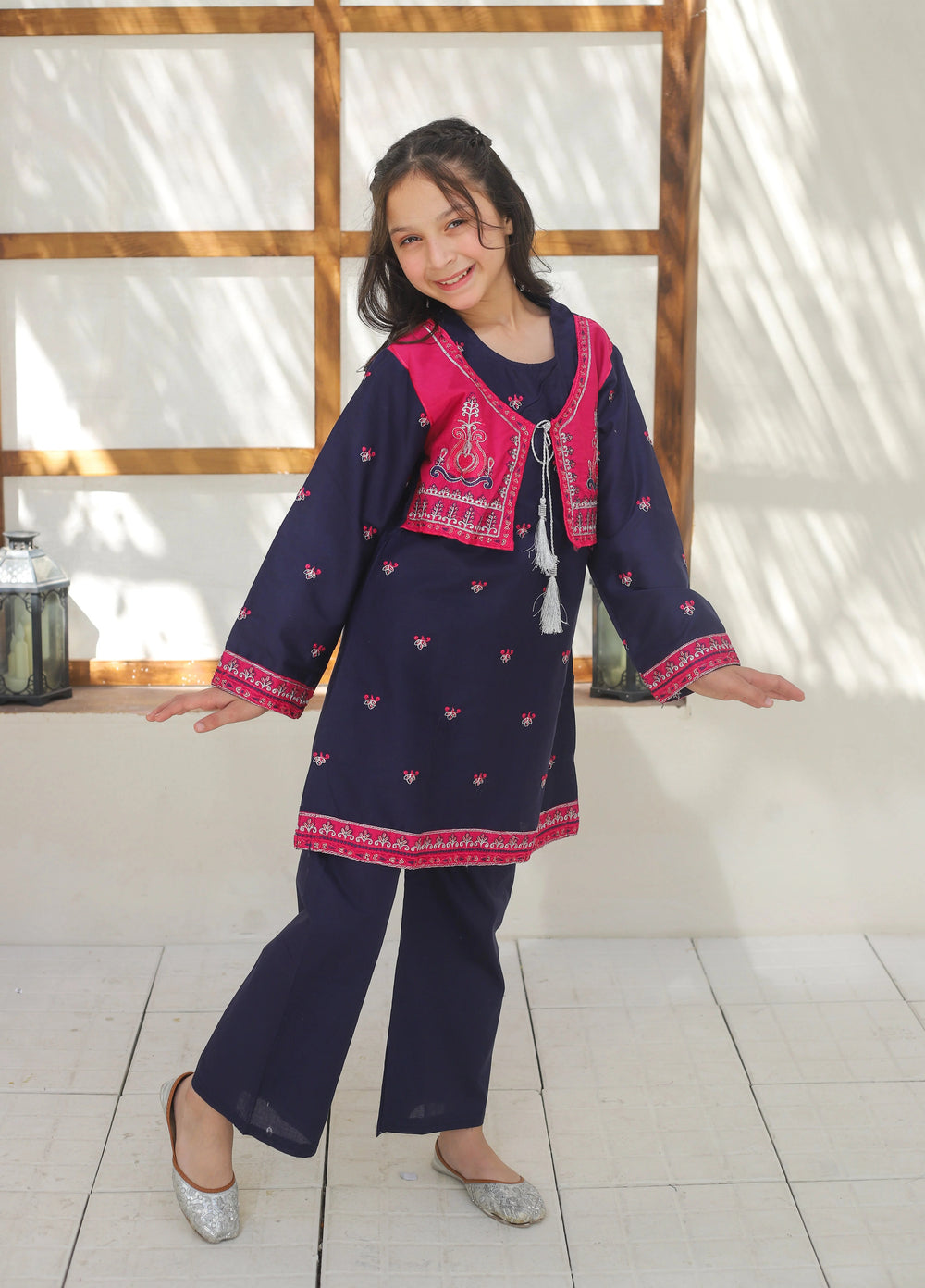 Khanak Girls RTW Embroidered Cotton 2 Piece Suit KST-135 - Casual Collection