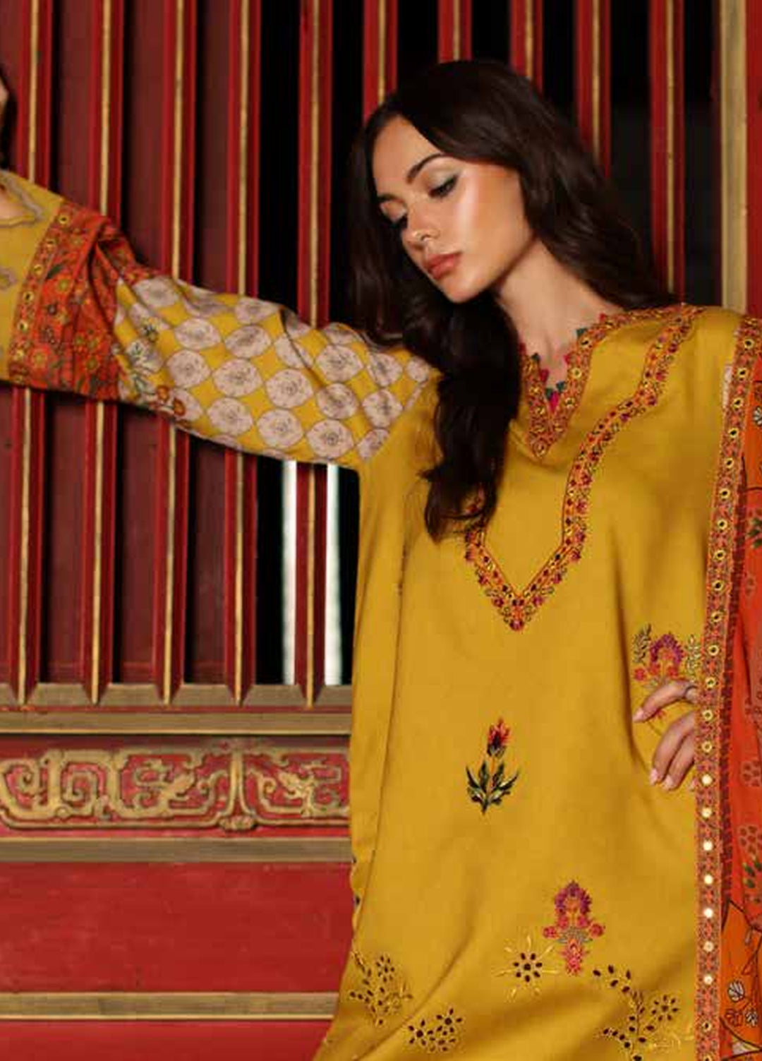 Combination by Charizma Unstitched Embroidered Linen 3 Piece Suit CHR26UCL CCW7-03 - Casual Collection