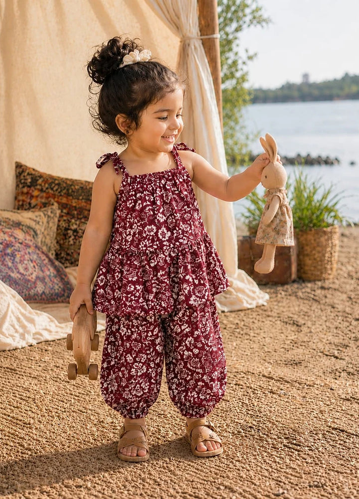 BabyCo Kids RTW Printed Cotton Co-Ord Sets Suit Berry Bloom Girls - Casual Collection