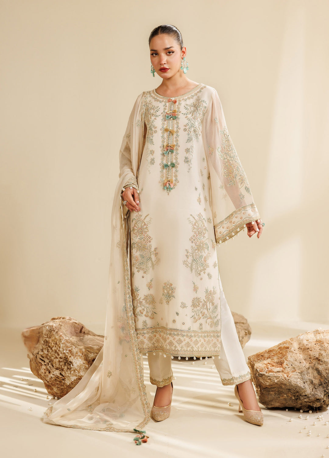 Sireine by Alizeh Fashion Unstitched Embroidered Chiffon 3 Piece Suit AF26UCS AF-CH-2289-CLOUD - Festive Collection