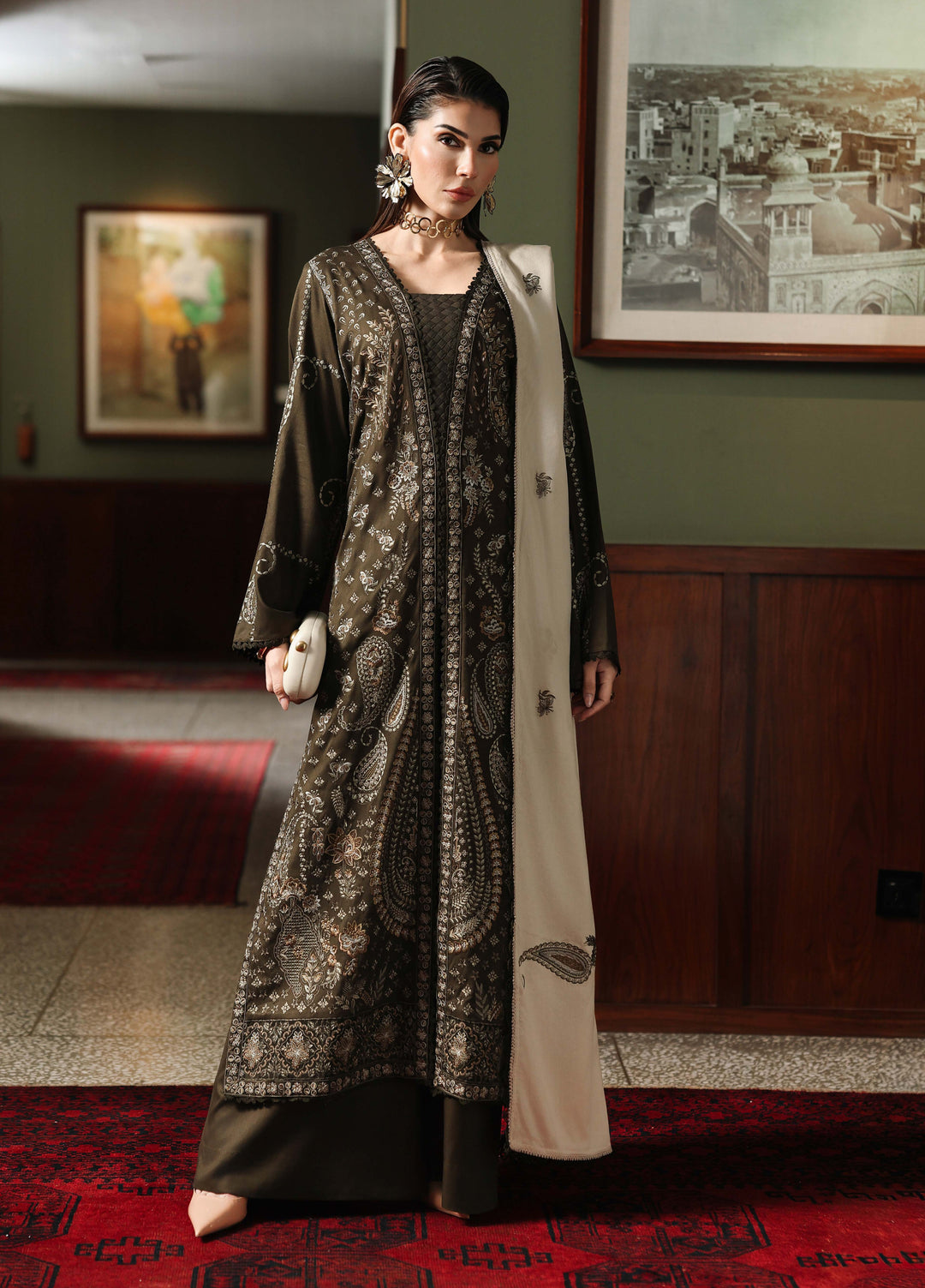 Nureh Exclusive Unstitched Embroidered Marina 3 Piece Suit NU26UEM NE-276 - Festive Collection