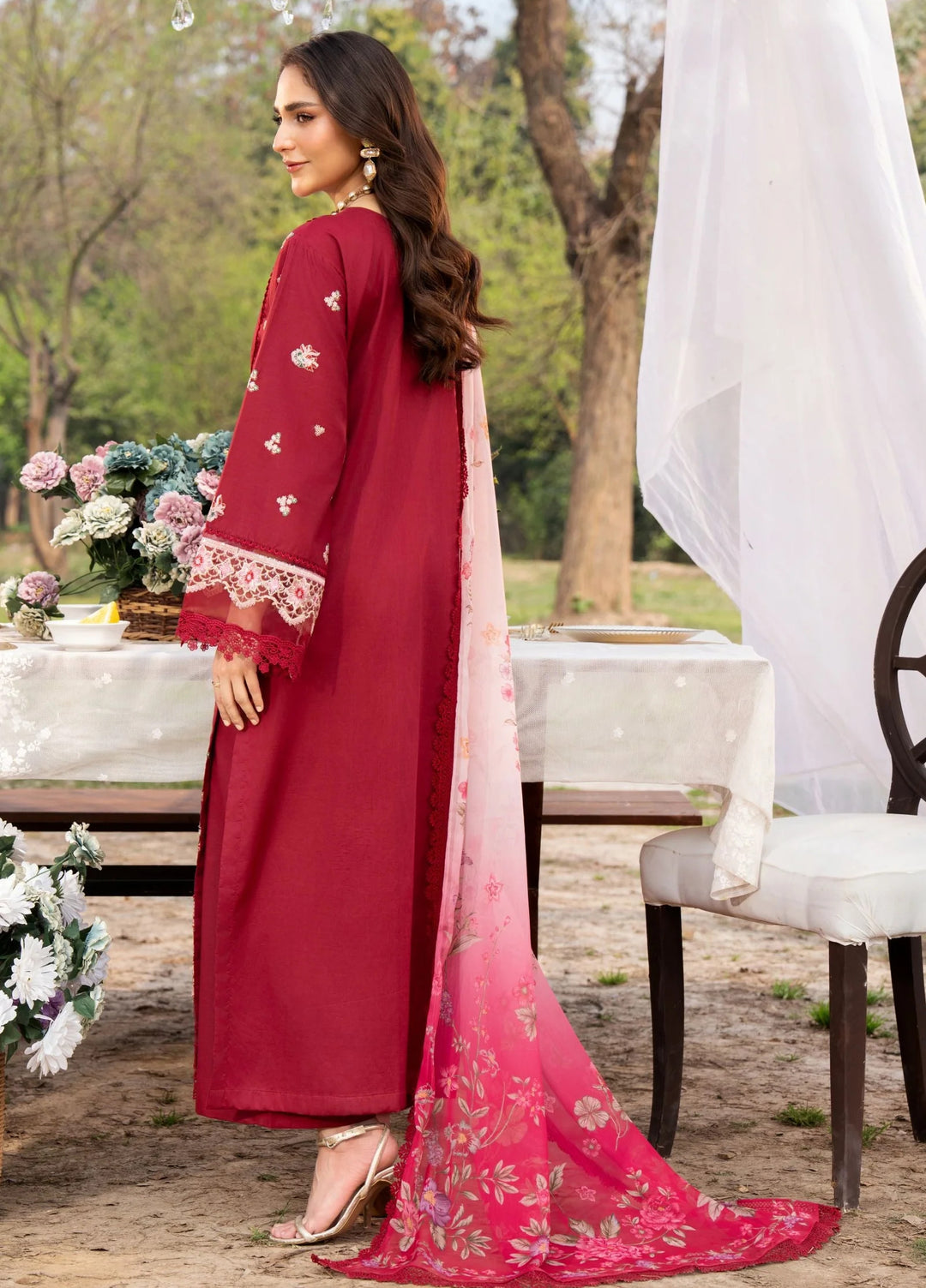 Chandan Nagri Women RTW Embroidered Lawn 3 Piece Suit Laleh Rose - Festive Collection