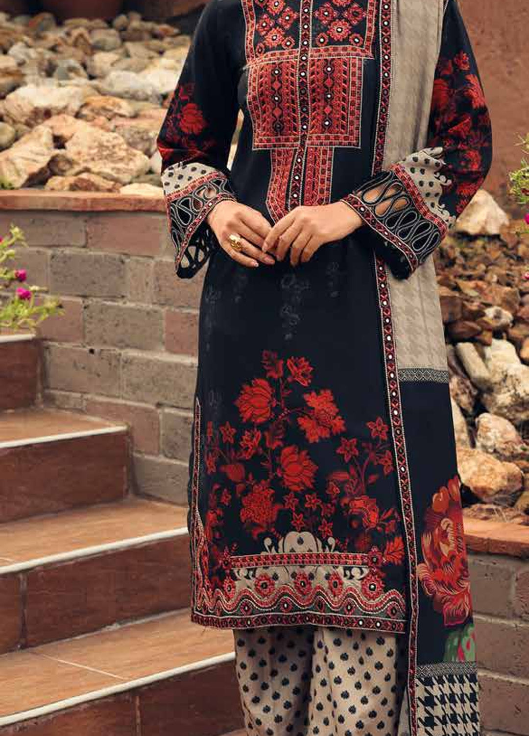 Combination by Charizma Unstitched Embroidered Linen 3 Piece Suit CHR26UCL CCW7-10 - Casual Collection