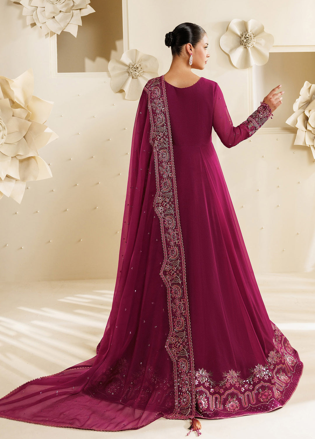 Sireine by Alizeh Fashion Unstitched Embroidered Chiffon 3 Piece Suit AF26UCS AF-CH-2293-RUBYRA - Festive Collection