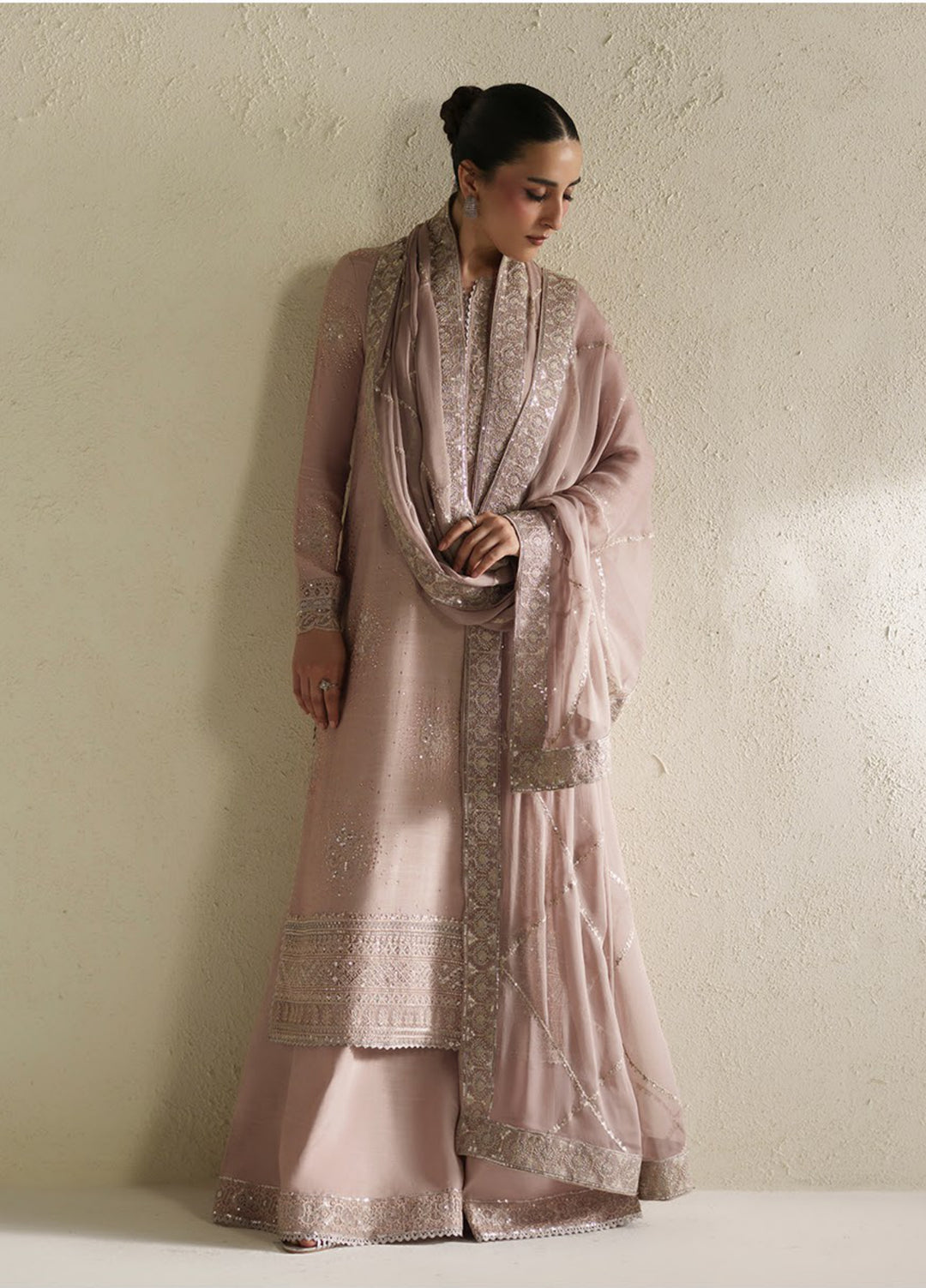 Vera Unstitched Embroidered Raw Silk 3 Piece Suit VR26URF Naqsh Soft Pink - Festive Collection