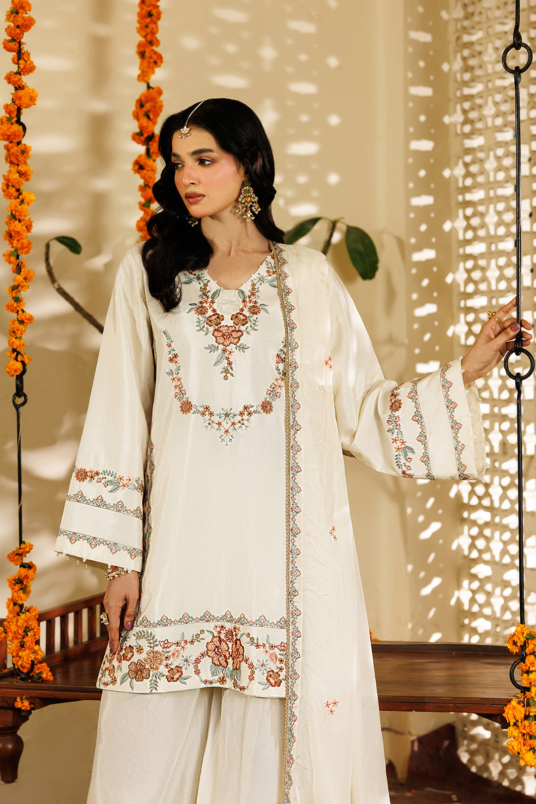 Noore Eid by Panache Women RTW Embroidered Raw Silk 3 Piece Suit Farasha - Eid Collection
