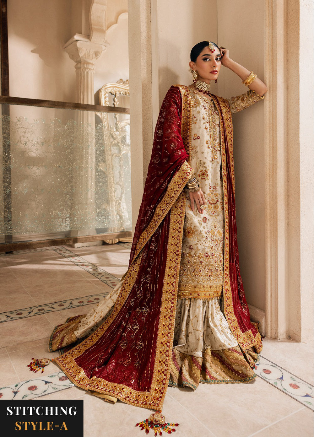 AIK Atelier Unstitched Embroidered Zari Net 3 Piece Suit AIK26UAW D-03 - Wedding Collection