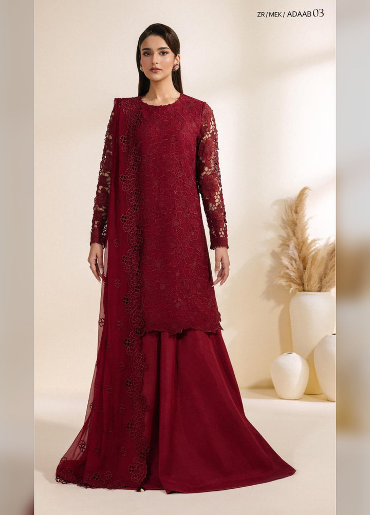Meraki by Zarif Unstitched Embroidered Chiffon 3 Piece Suit ZR26UCM ADAAB 03 - Festive Collection