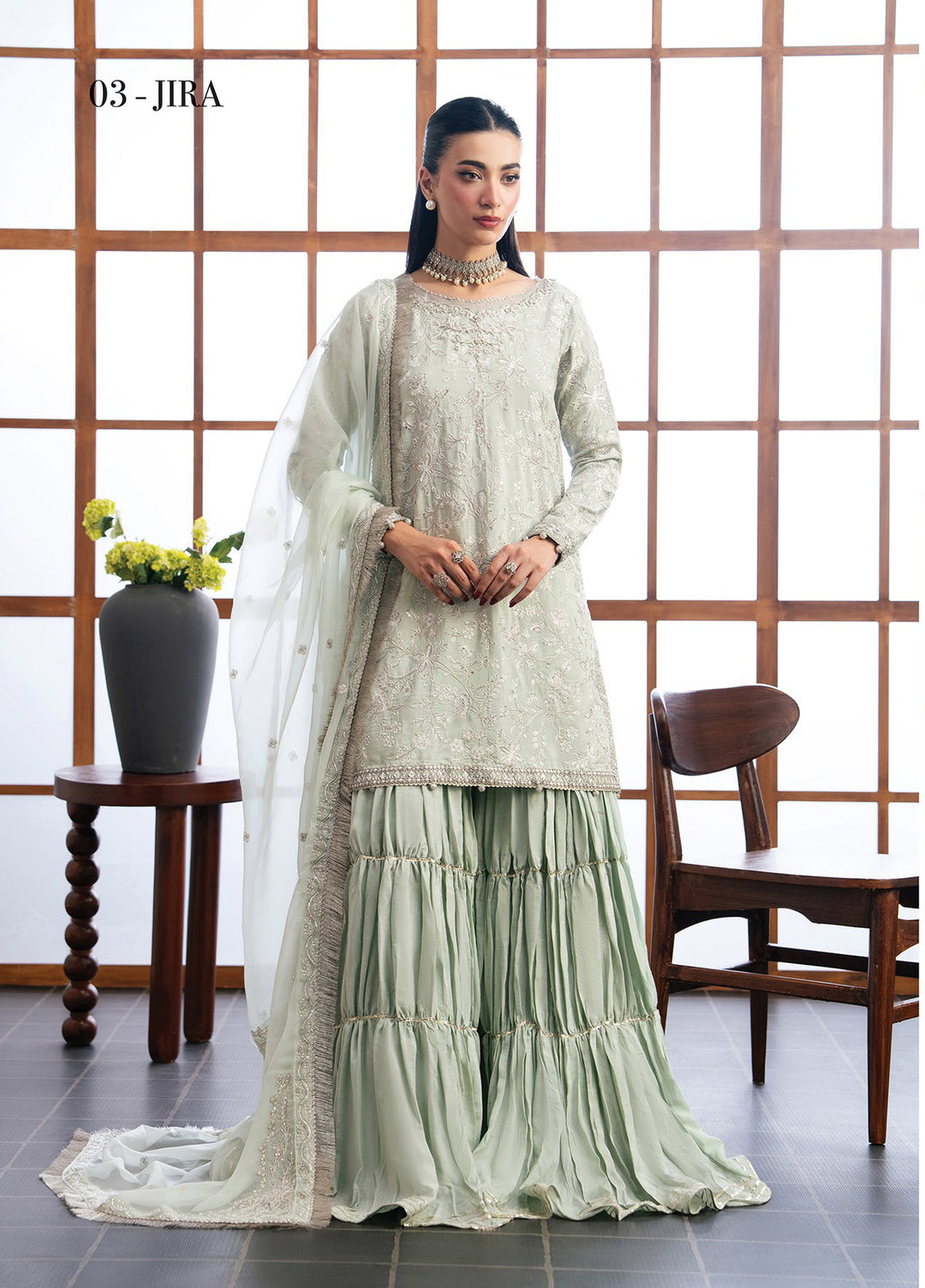 Kalani by Xenia Formals Unstitched Embroidered Rawsilk 3 Piece Suit XE26UKW 03-JIRA - Wedding Collection