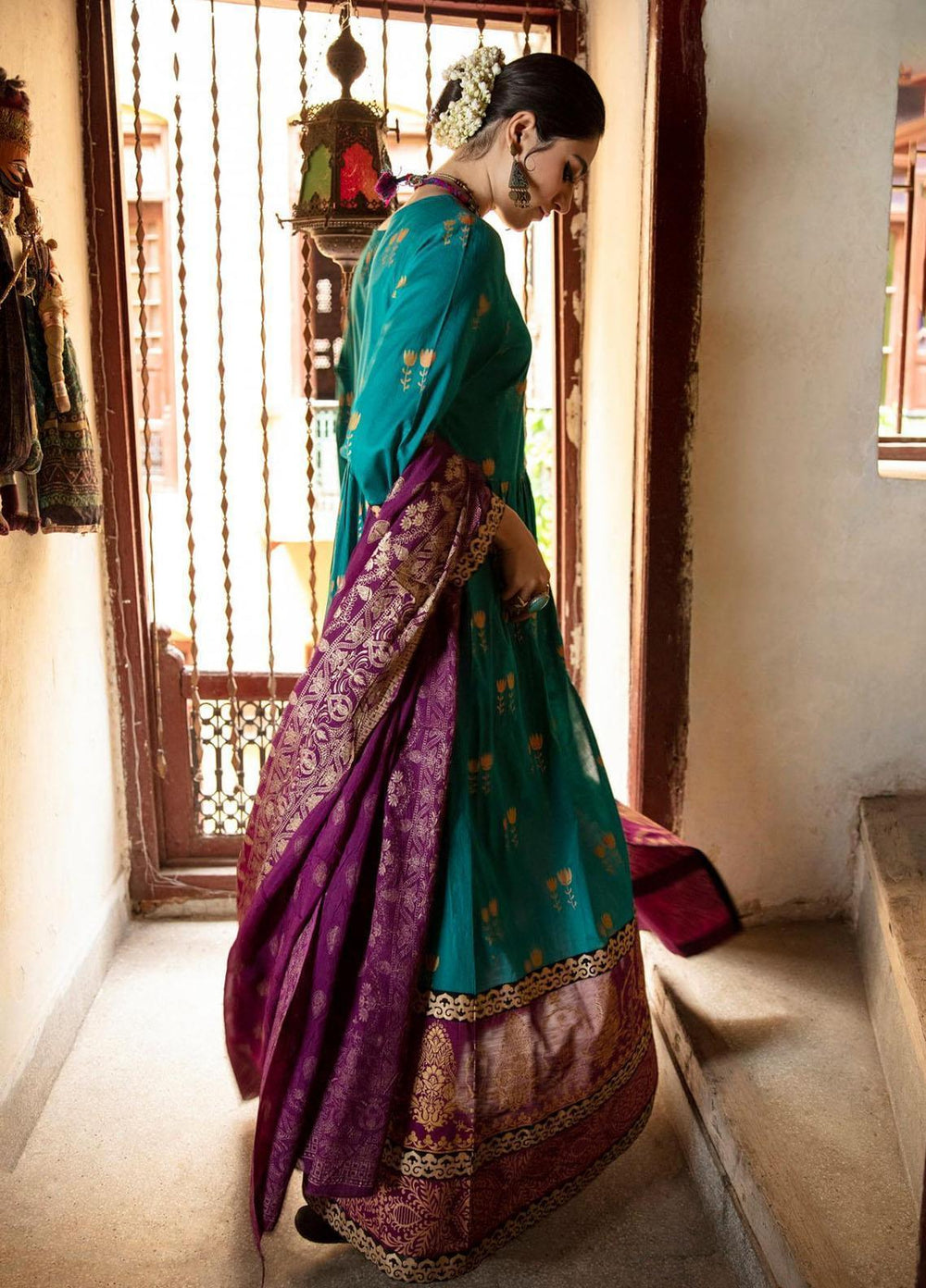 Garnet Clothing Pret Luxury Pret Screen Printed Lawn Frock JUNOON