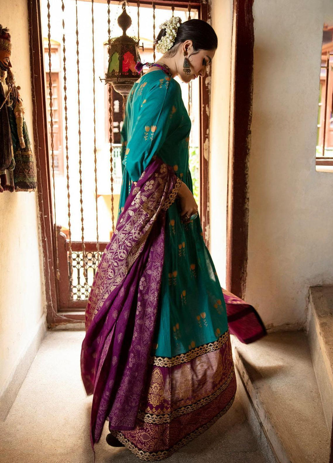 Garnet Clothing Pret Luxury Pret Screen Printed Lawn Frock JUNOON