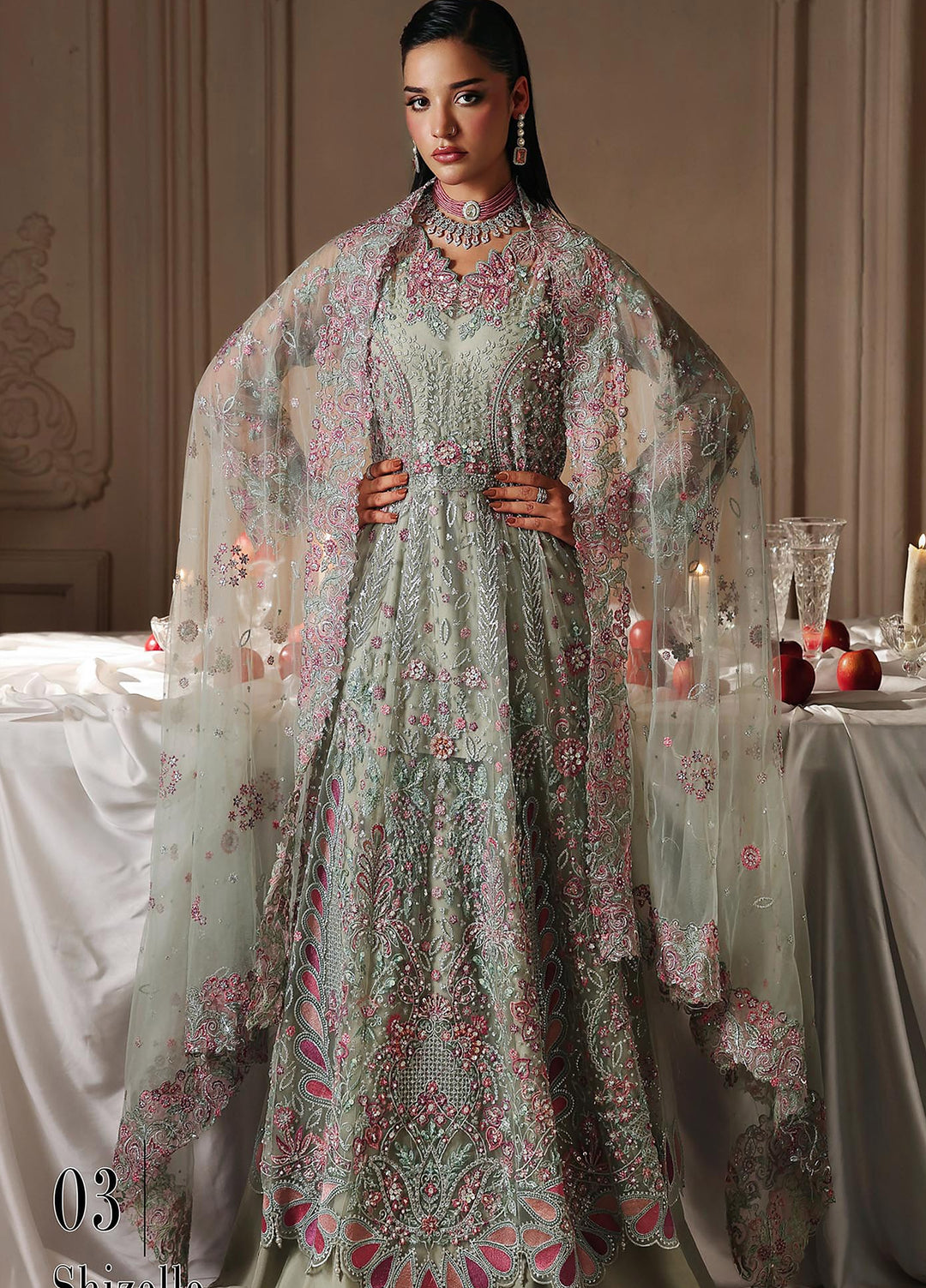Sage by Rajbari Unstitched Embroidered Net 4 Piece Suit RB26SW Shizelle 03 - Wedding Collection