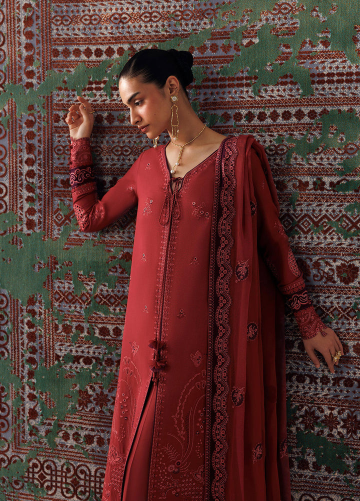 Q line by Qalamkar Unstitched Embroidered Slub Linen 3 Piece Suit QLK26UQL Zaira QLW-03 - Winter Collection