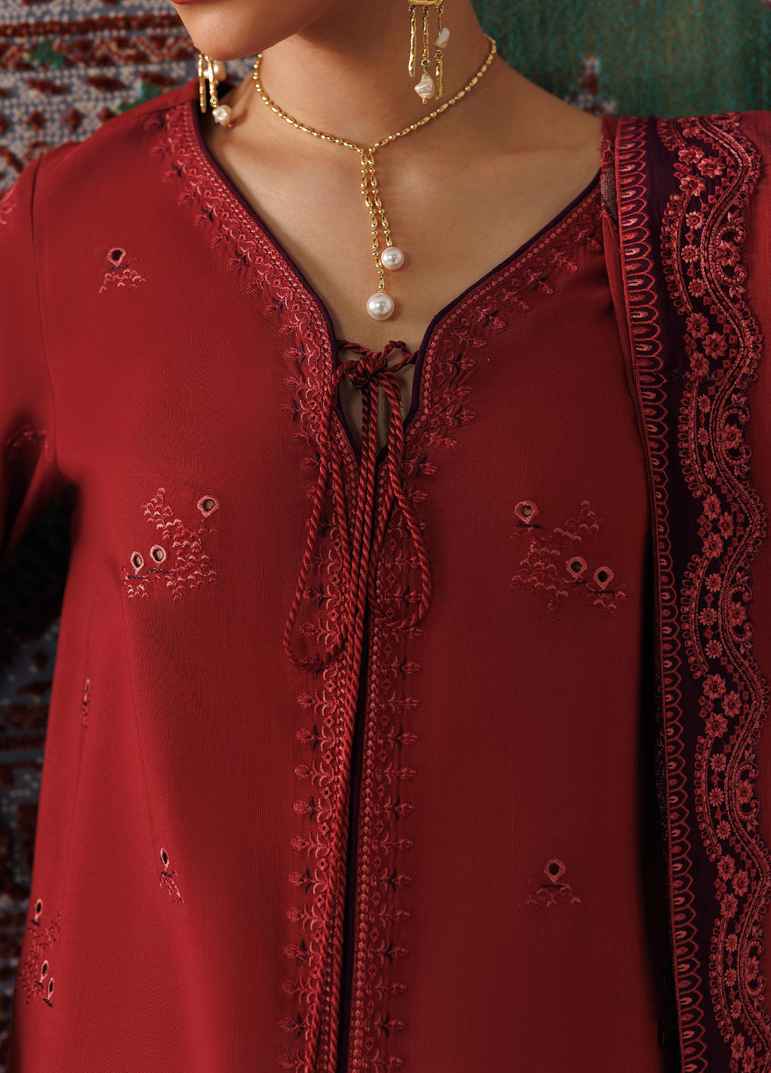 Q line by Qalamkar Unstitched Embroidered Slub Linen 3 Piece Suit QLK26UQL Zaira QLW-03 - Winter Collection