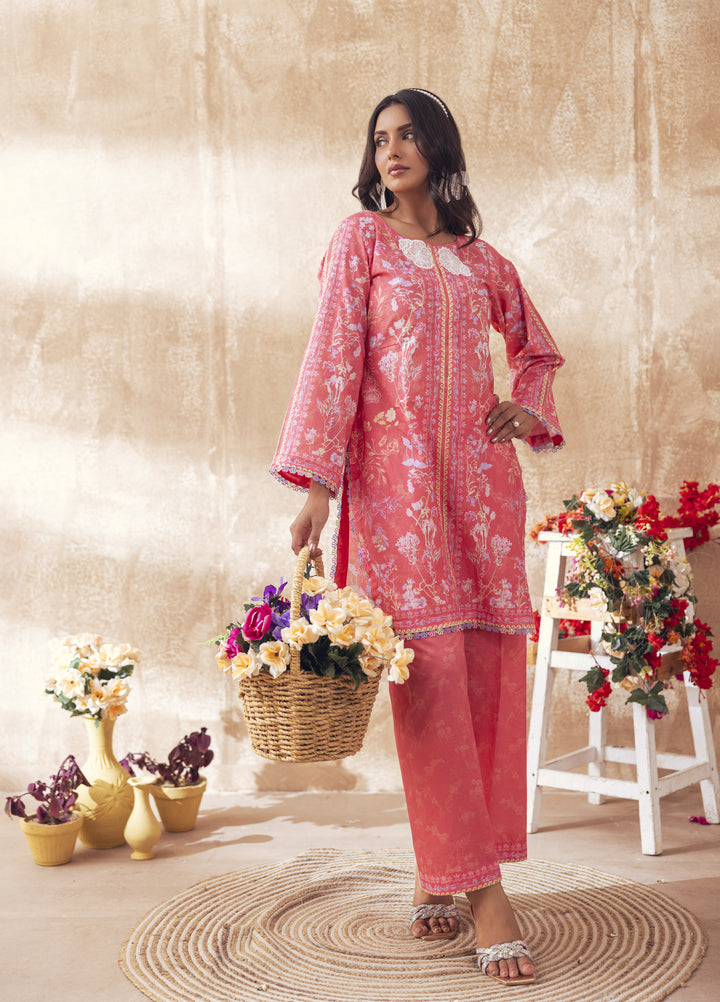 Liyana by Mashra RTW Printed Lawn 2 Piece Suit LIY-BLU-026 Blush Pink - Casual Collection