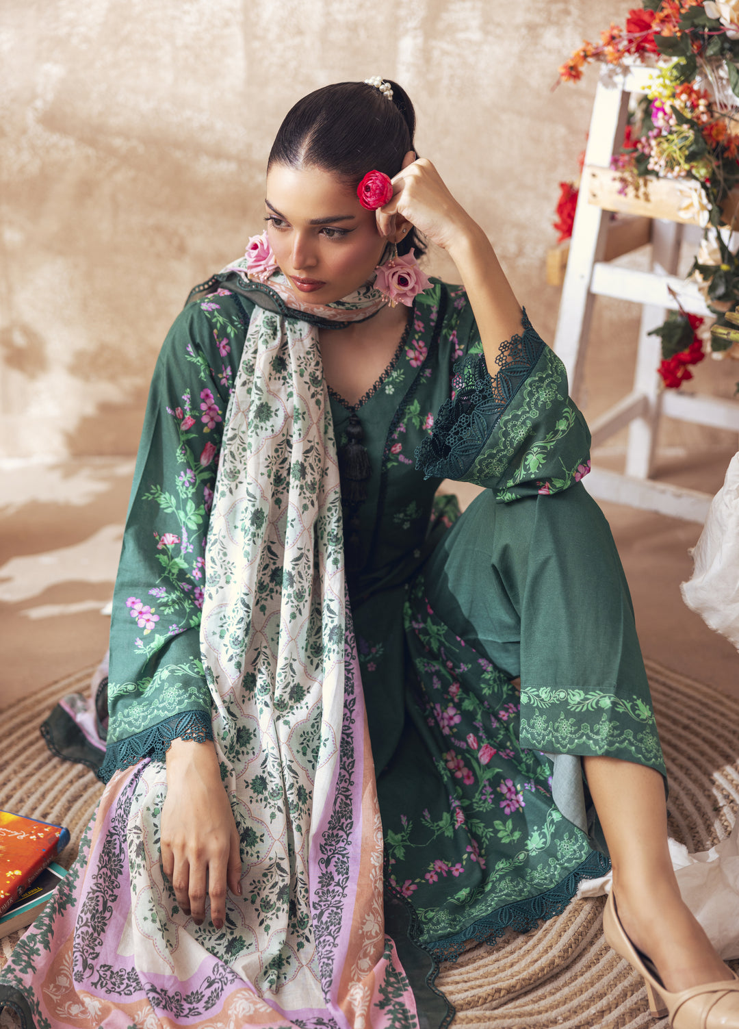 Liyana by Mashra RTW Printed Lawn 3 Piece Suit LIY-EME-002 Emerald - Casual Collection