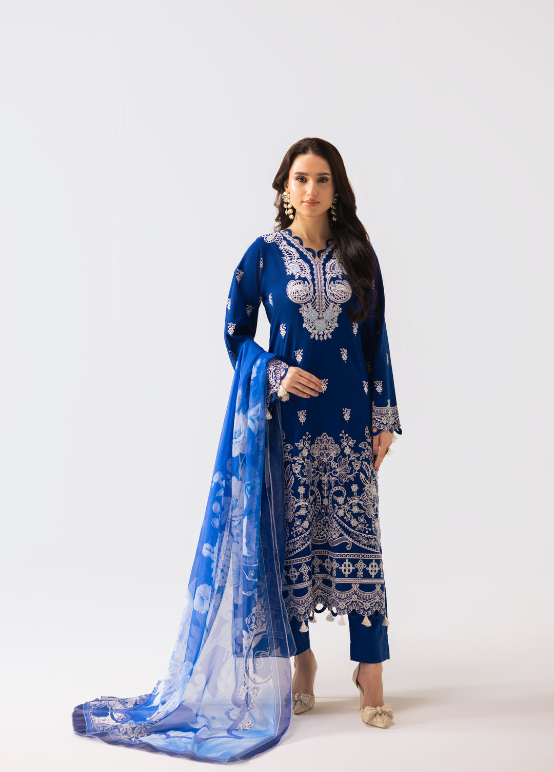 Liyana by Mashra RTW Embroidered Lawn 3 Piece Suit MA-601 Saphire Blue stitched - Casual Collection