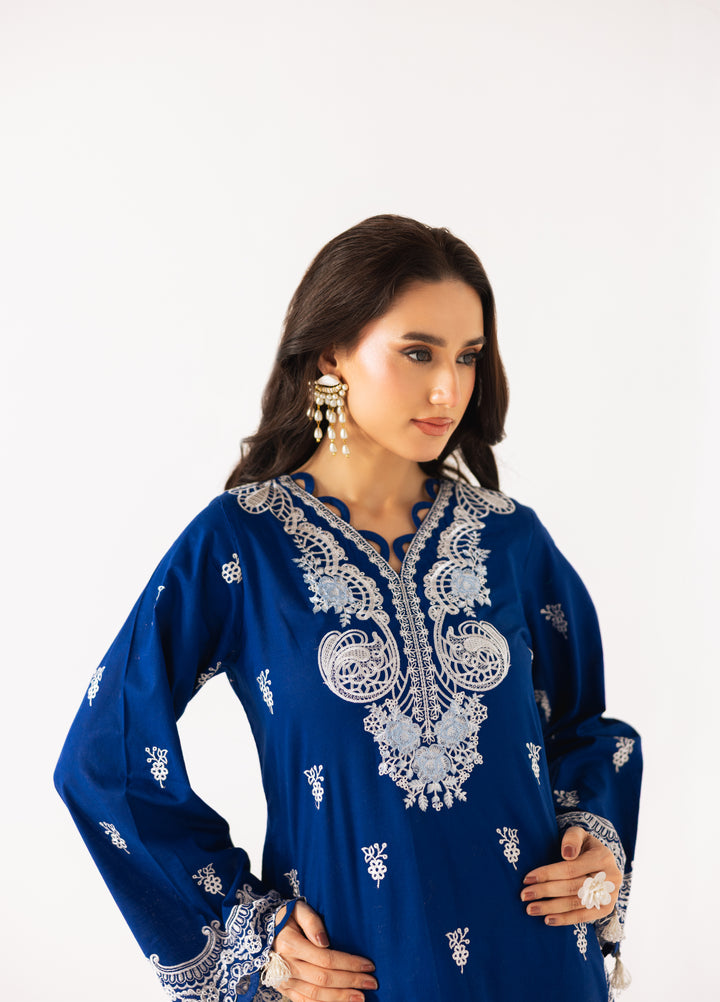 Liyana by Mashra RTW Embroidered Lawn 3 Piece Suit MA-601 Saphire Blue stitched - Casual Collection