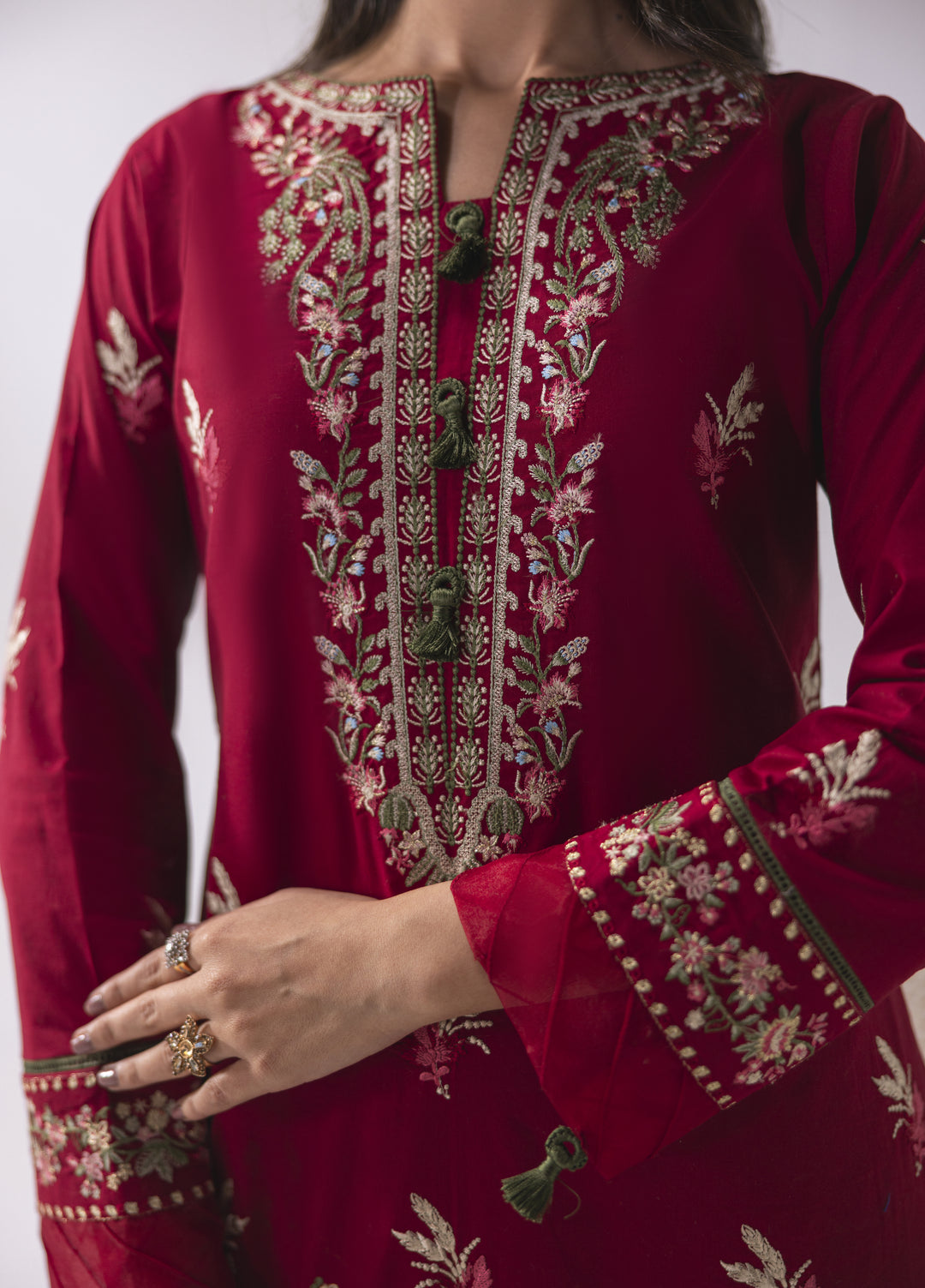 Liyana by Mashra RTW Embroidered Lawn 3 Piece Suit MA-603 Crimson Red - Casual Collection