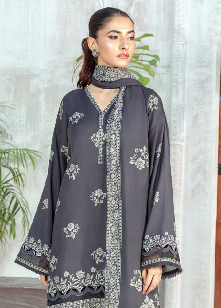 Lakhany Printed Pashmina Suits Unstitched 3 Piece LSM25LP LG-RL-0335-B - Winter Collection