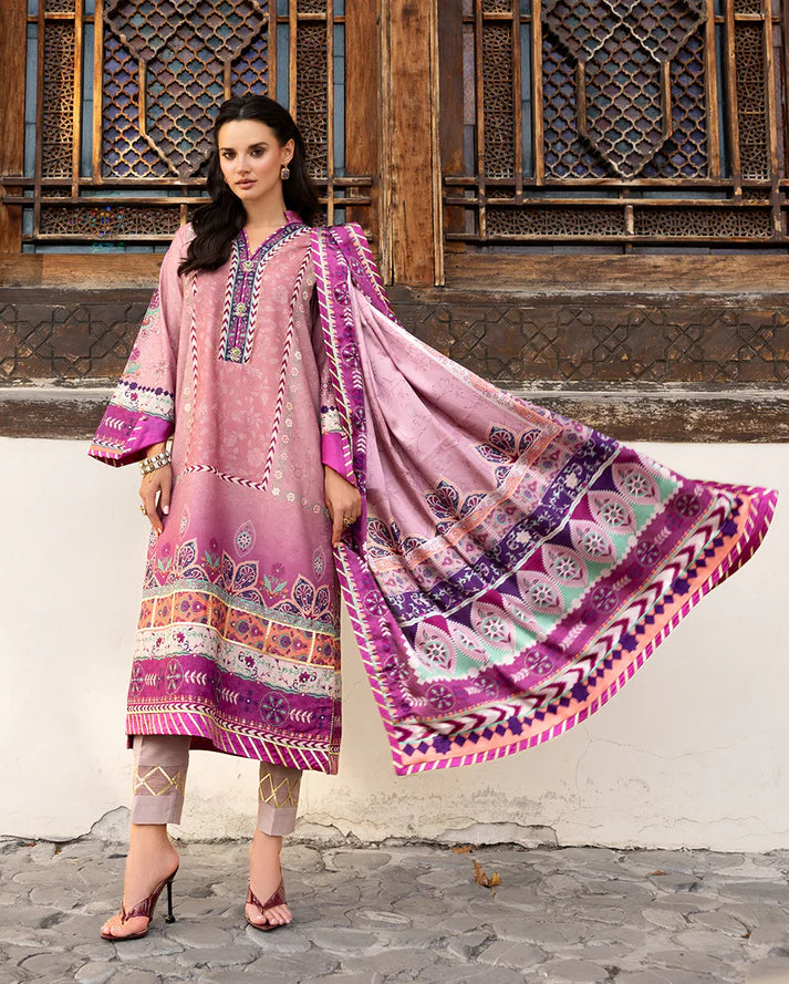 Mushq Hemline Echoes Of Serneity Unstitched Festive Raw Silk Printed 3 Piece MQ25ES D-09 Stella Song - Festive Collection