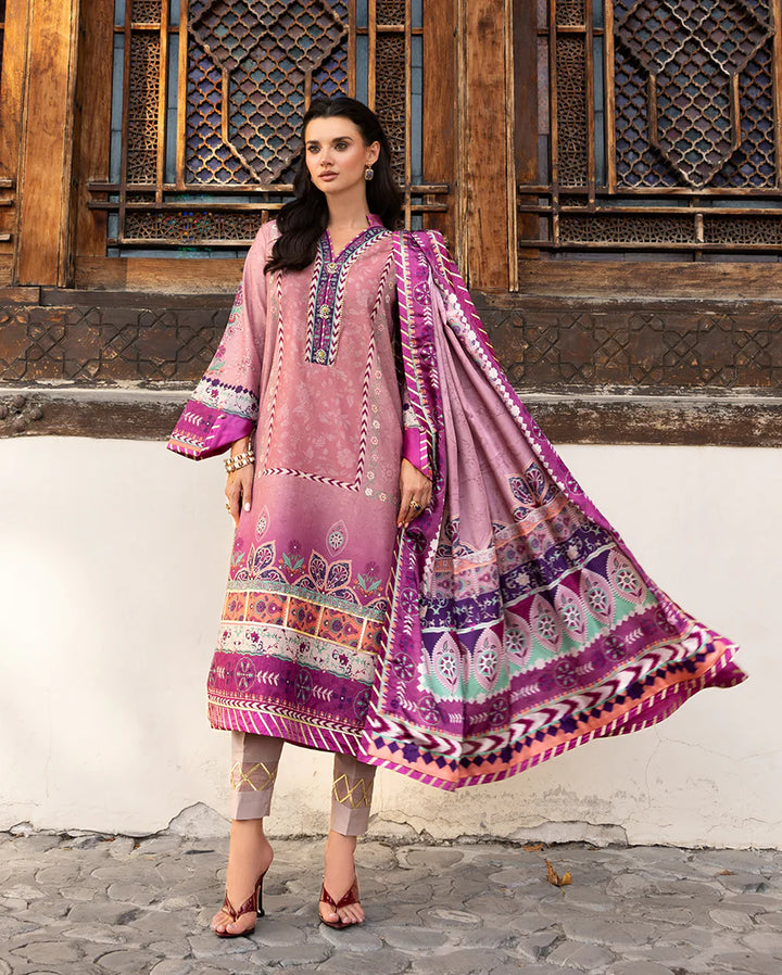Mushq Hemline Echoes Of Serneity Unstitched Festive Raw Silk Printed 3 Piece MQ25ES D-09 Stella Song - Festive Collection