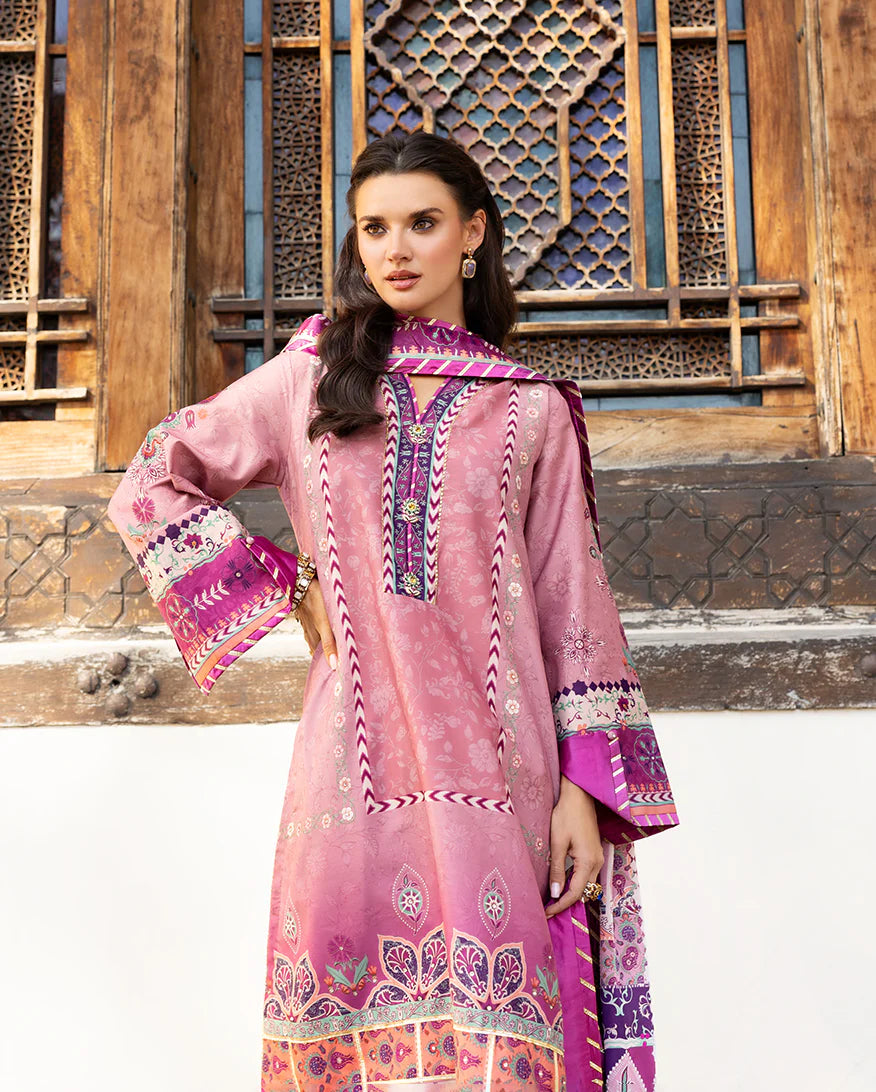 Mushq Hemline Echoes Of Serneity Unstitched Festive Raw Silk Printed 3 Piece MQ25ES D-09 Stella Song - Festive Collection