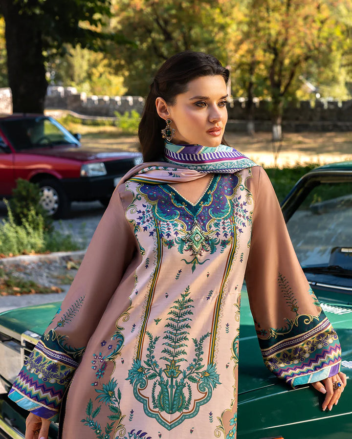 Mushq Hemline Echoes Of Serneity Unstitched Festive Raw Silk Printed 3 Piece MQ25ES D-08 Aurora Echo - Festive Collection
