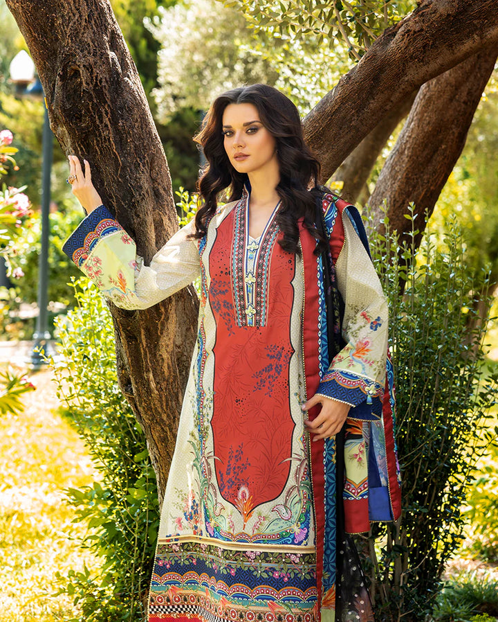 Mushq Hemline Echoes Of Serneity Unstitched Festive Raw Silk Printed 3 Piece MQ25ES D-05 Ethereal Gleam - Festive Collection
