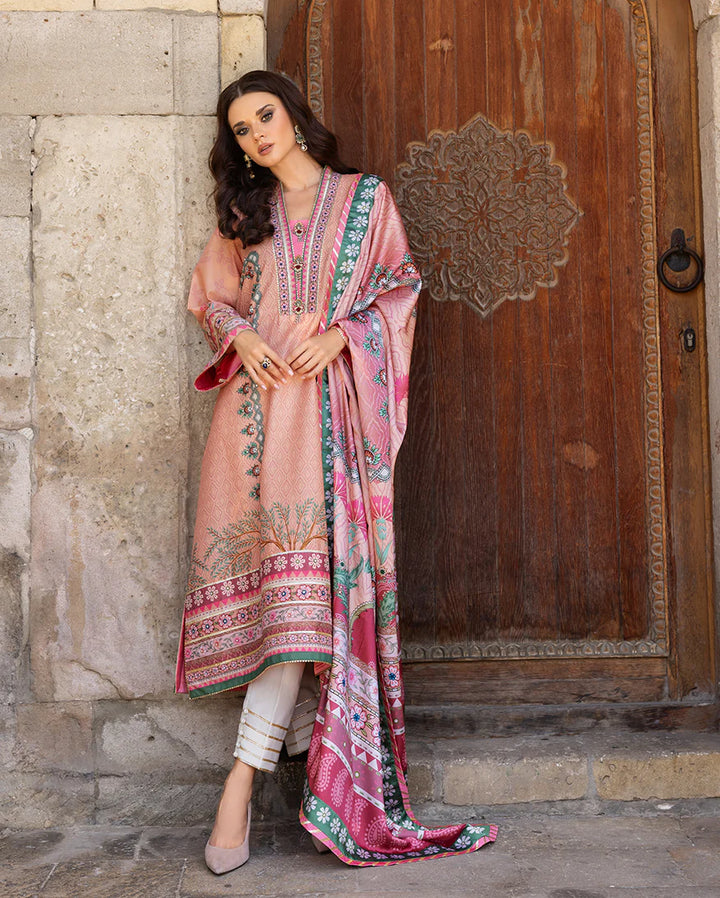 Mushq Hemline Echoes Of Serneity Unstitched Festive Raw Silk Printed 3 Piece MQ25ES D-04 Pulsar Petal - Festive Collection