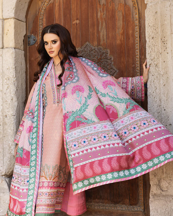 Mushq Hemline Echoes Of Serneity Unstitched Festive Raw Silk Printed 3 Piece MQ25ES D-04 Pulsar Petal - Festive Collection