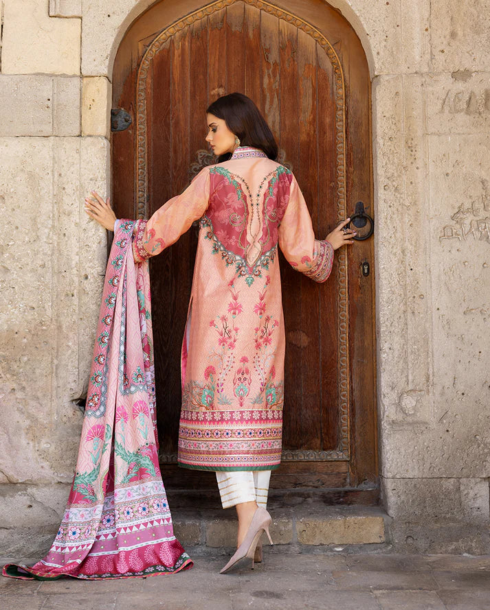 Mushq Hemline Echoes Of Serneity Unstitched Festive Raw Silk Printed 3 Piece MQ25ES D-04 Pulsar Petal - Festive Collection