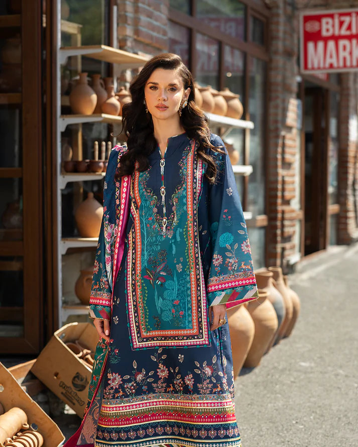 Mushq Hemline Echoes Of Serneity Unstitched Festive Raw Silk Printed 3 Piece MQ25ES D-03 Nova Bloom - Festive Collection