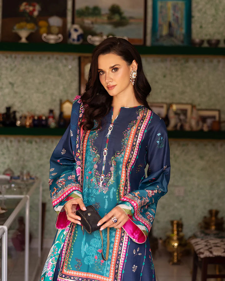Mushq Hemline Echoes Of Serneity Unstitched Festive Raw Silk Printed 3 Piece MQ25ES D-03 Nova Bloom - Festive Collection