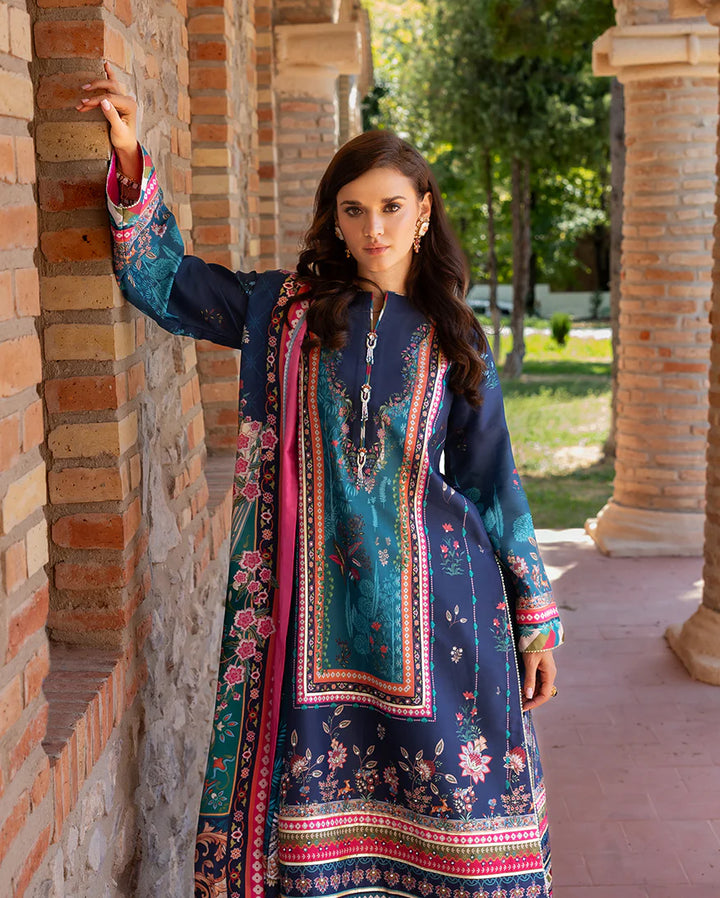 Mushq Hemline Echoes Of Serneity Unstitched Festive Raw Silk Printed 3 Piece MQ25ES D-03 Nova Bloom - Festive Collection