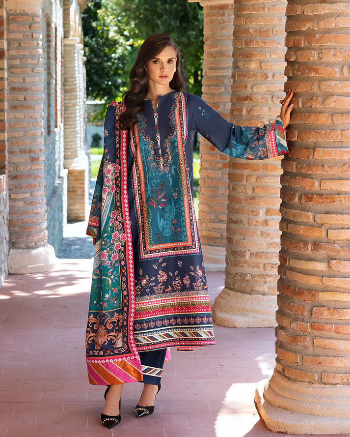 Mushq Hemline Echoes Of Serneity Unstitched Festive Raw Silk Printed 3 Piece MQ25ES D-03 Nova Bloom - Festive Collection