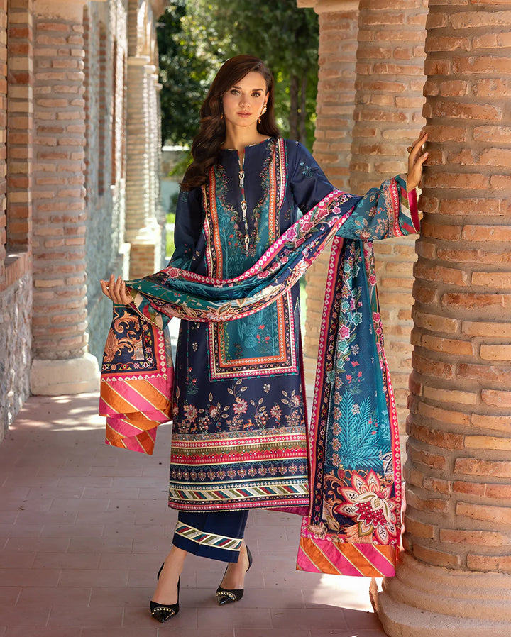 Mushq Hemline Echoes Of Serneity Unstitched Festive Raw Silk Printed 3 Piece MQ25ES D-03 Nova Bloom - Festive Collection