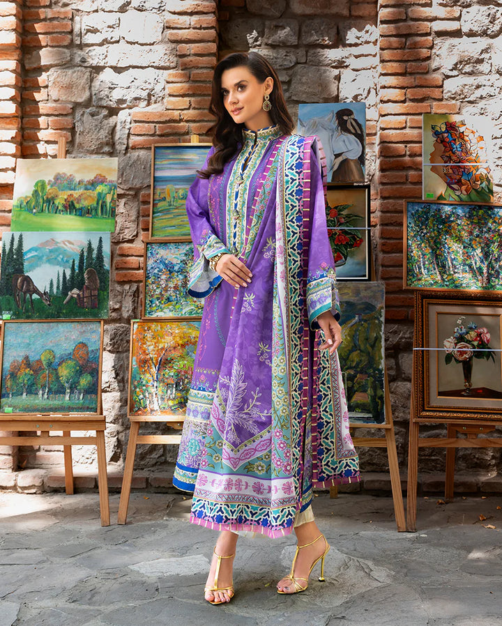 Mushq Hemline Echoes Of Serneity Unstitched Festive Raw Silk Printed 3 Piece MQ25ES D-02 Cosmic Spindle - Festive Collection