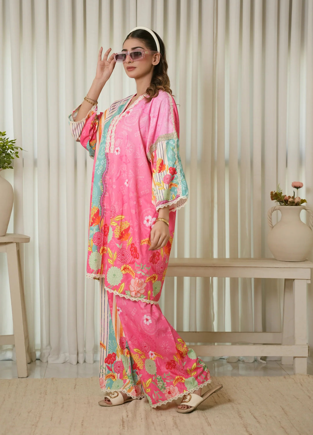 Karashe Women RTW Printed Blended Lawn 2 Piece Suit CARNIVAL STRIPES - Festive Collection
