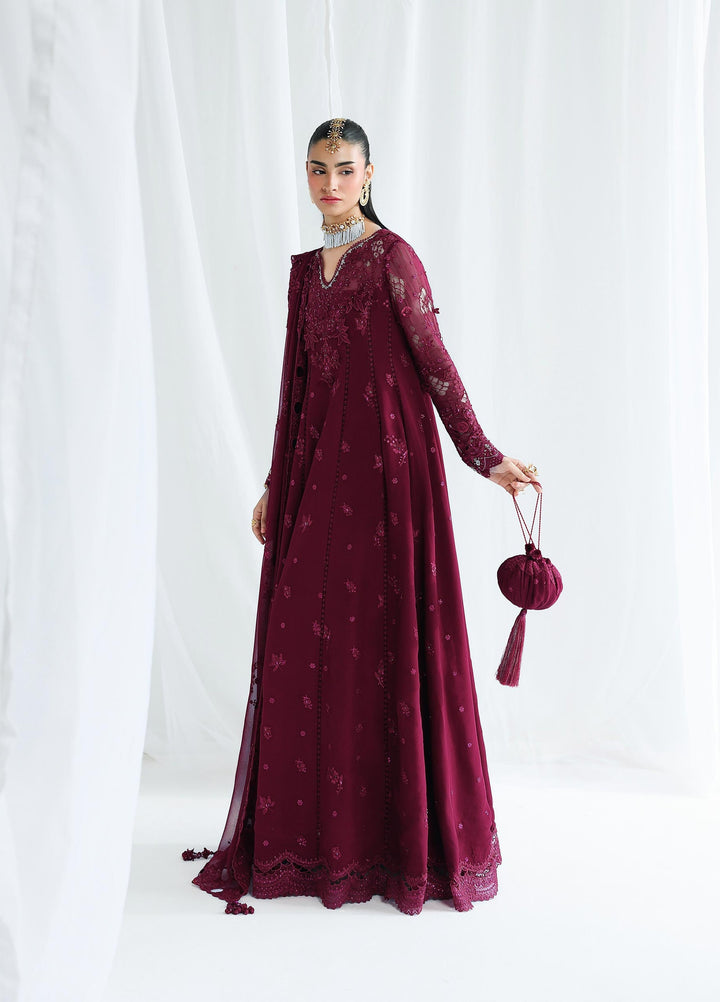 Qalamkar Unstitched Embroidered Chiffon 3 Piece Suit QLK26UCF Wafa QCC-03 - Festive Collection