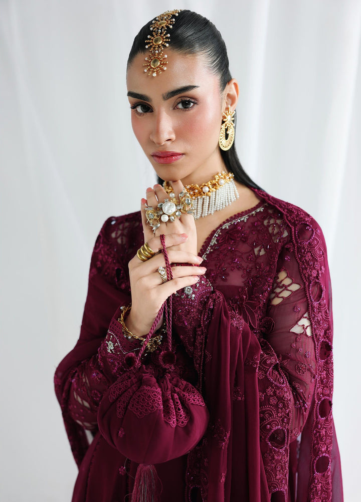 Qalamkar Unstitched Embroidered Chiffon 3 Piece Suit QLK26UCF Wafa QCC-03 - Festive Collection
