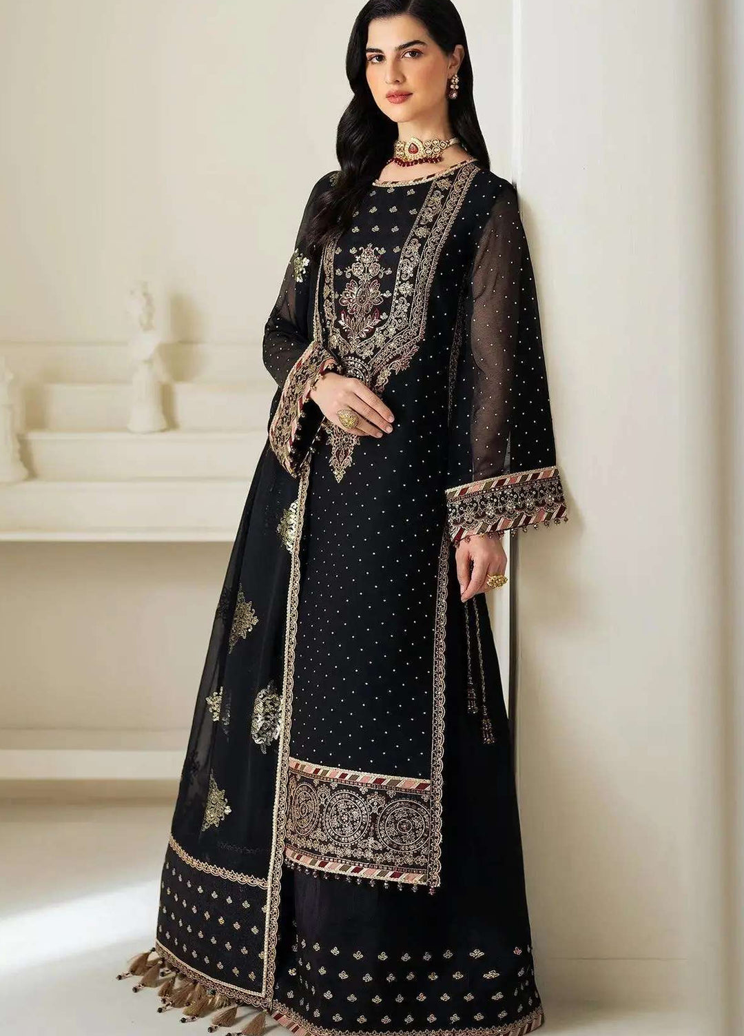 Alizeh Fashion Unstitched Embroidered Chiffon 3 Piece Suit AF26UCF AF-PS-8005-Alba - Festive Collection