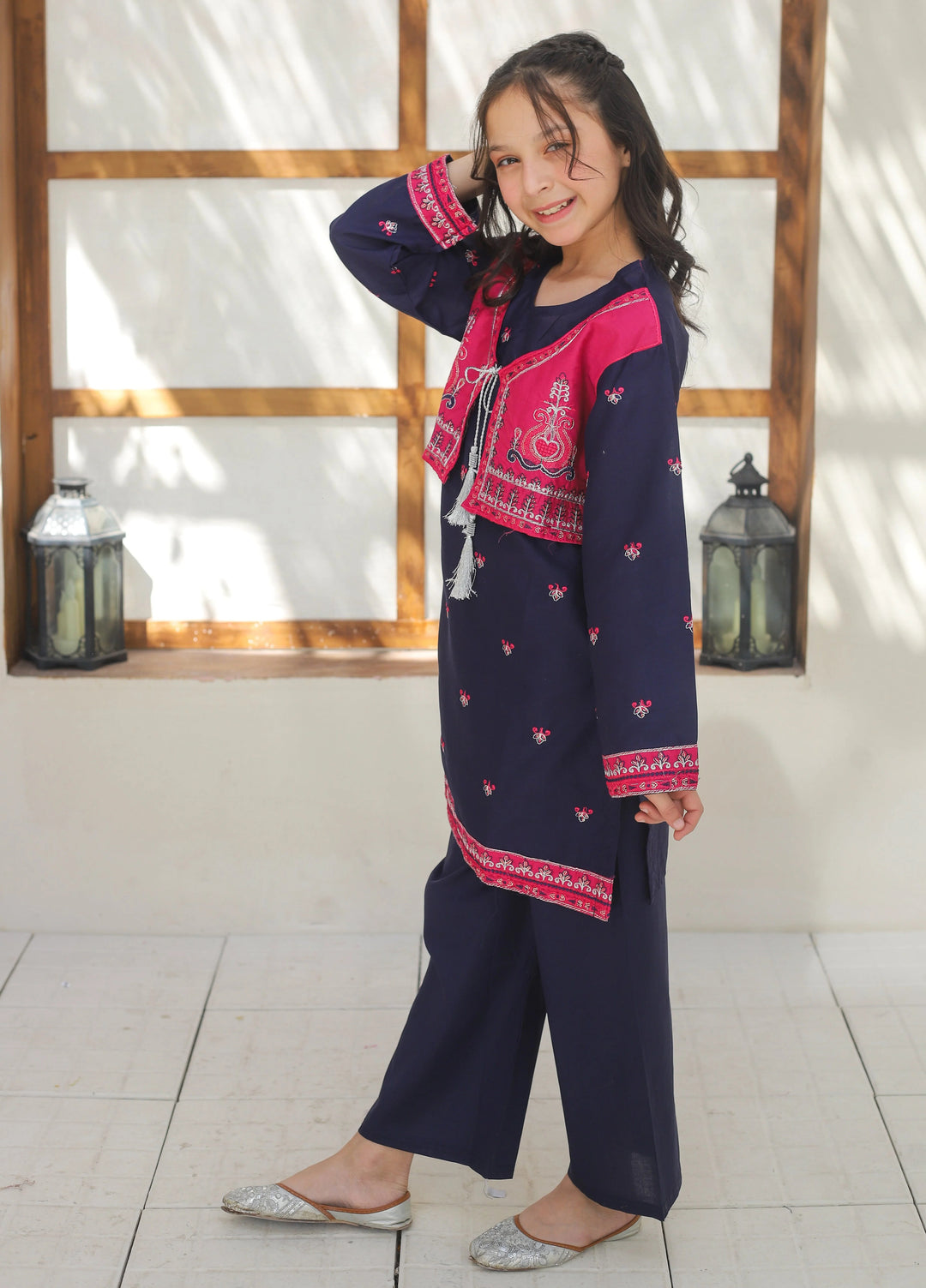 Khanak Girls RTW Embroidered Cotton 2 Piece Suit KST-135 - Casual Collection