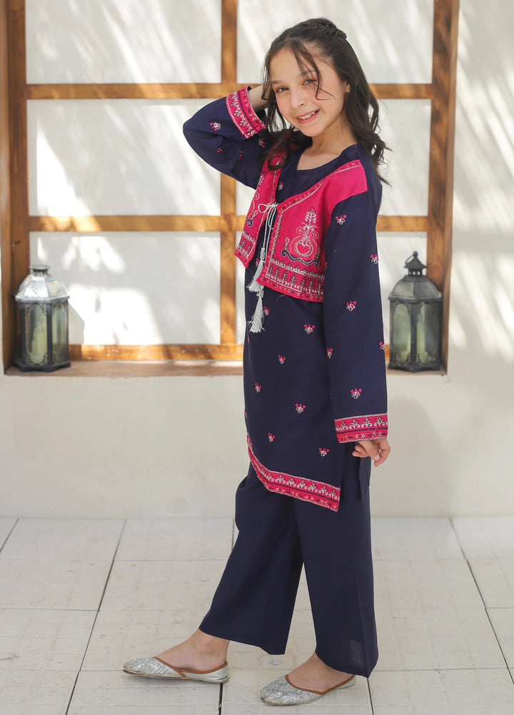Khanak Girls RTW Embroidered Cotton 2 Piece Suit KST-135 - Casual Collection