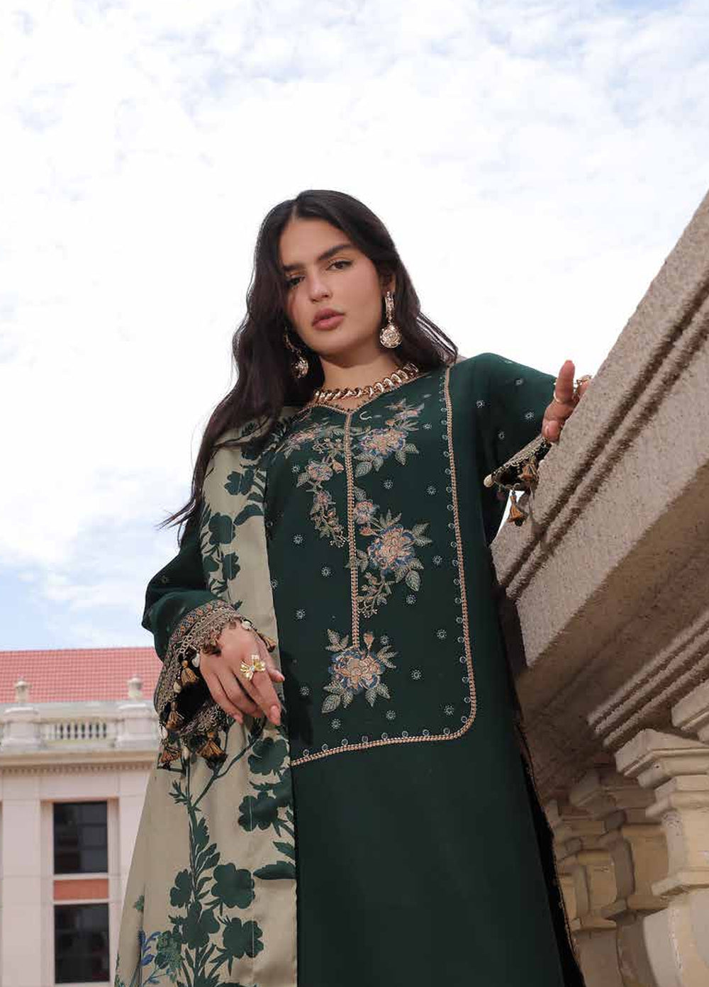 Poshima by Charizma Unstitched Embroidered Leather Peach 3 Piece Suit CHR26UPL PSW6-24 - Winter Collection