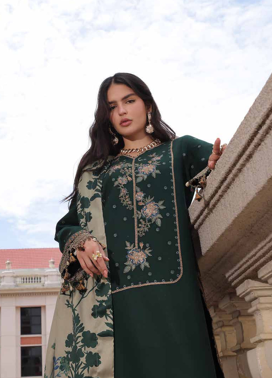 Poshima by Charizma Unstitched Embroidered Leather Peach 3 Piece Suit CHR26UPL PSW6-24 - Winter Collection