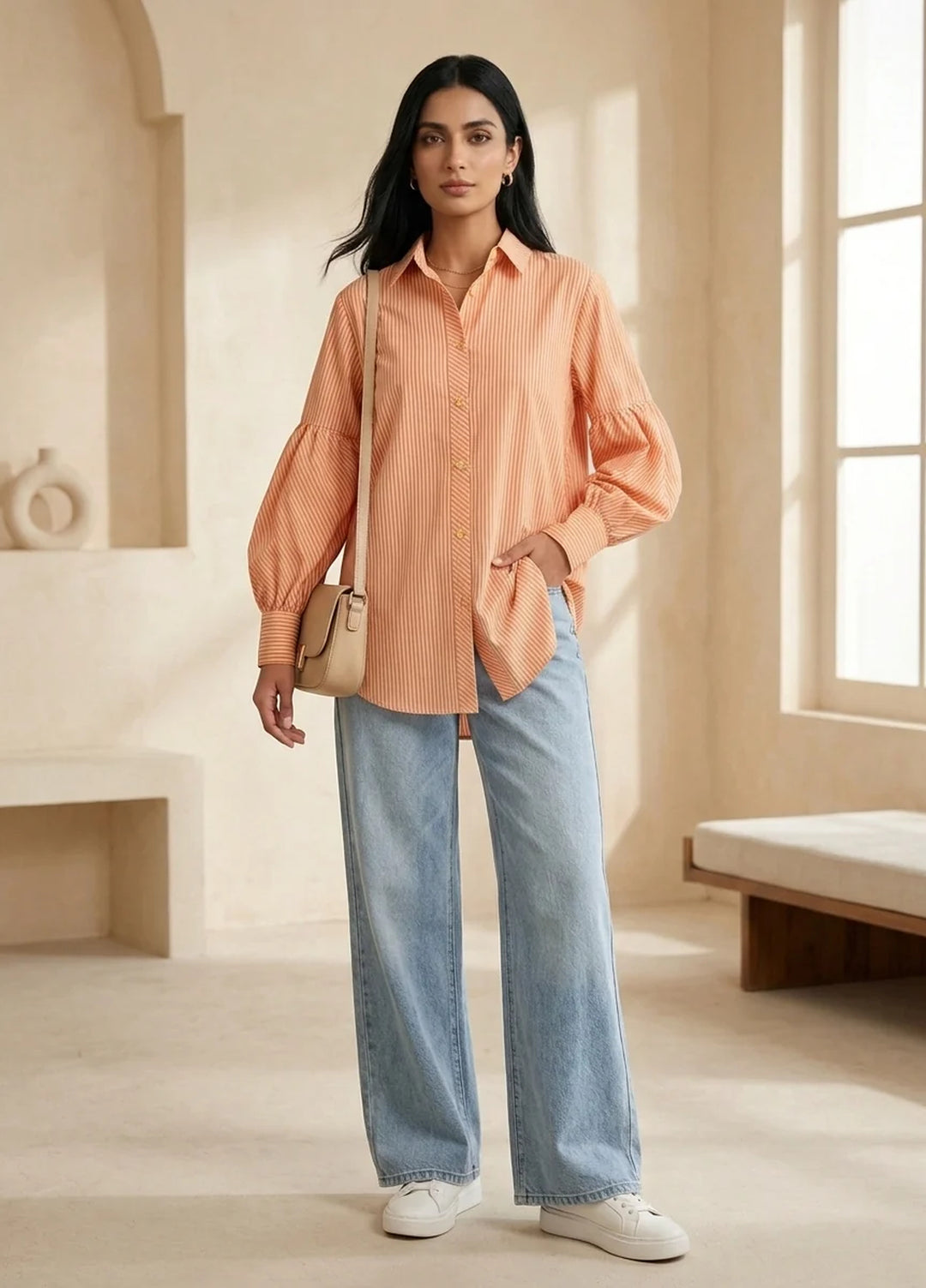Menaal Women RTW Printed Cotton 1 Piece PEACH DUSK - Western Collection