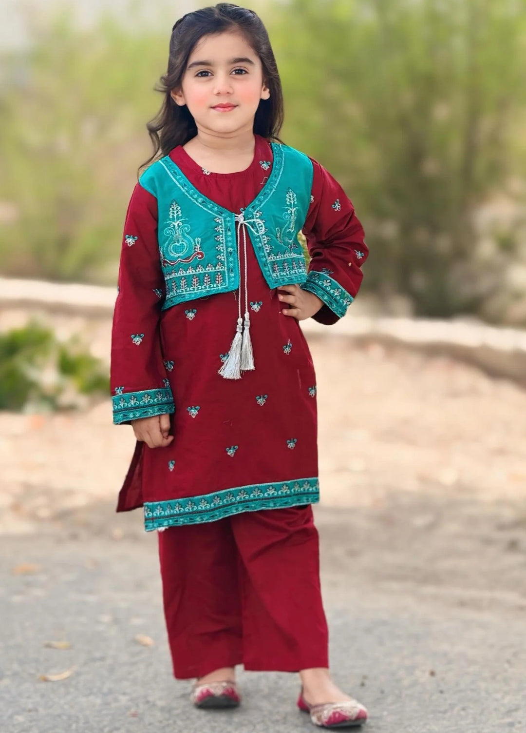 Khanak Girls RTW Embroidered Cotton 2 Piece Suit KST-155 - Casual Collection