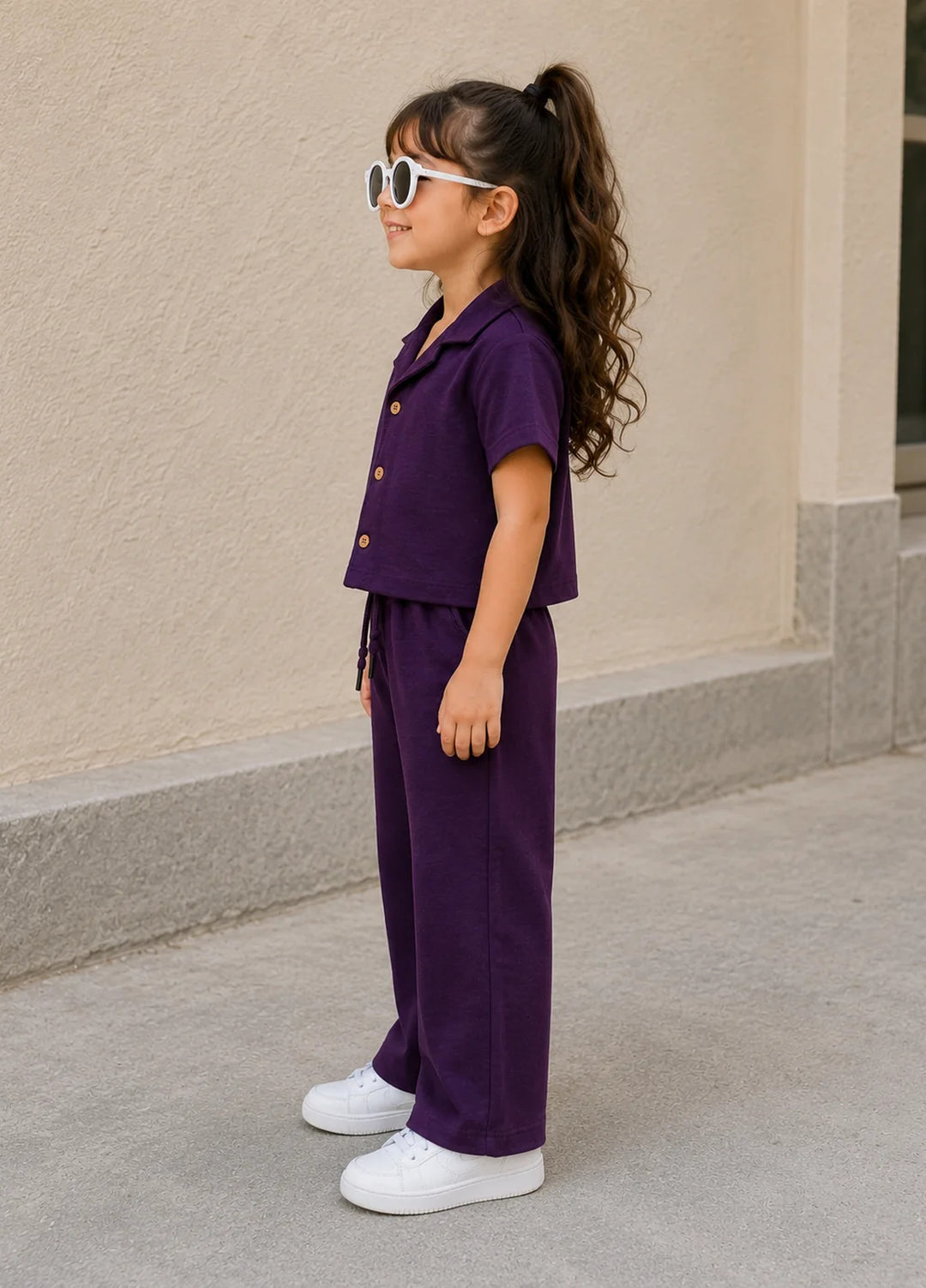 BabyCo Kids RTW Solids Cotton Co-Ord Sets Suit Royal Plum - Casual Collection