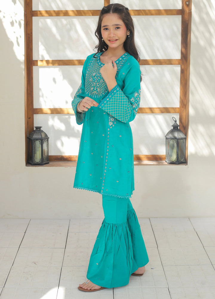 Khanak Girls RTW Embroidered Cotton 2 Piece Suit KST-139 - Casual Collection